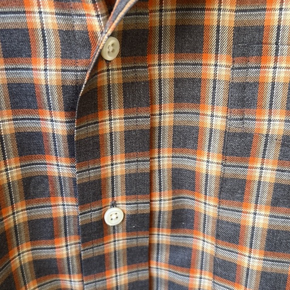 JoS A BANK Plaid Shirt with Orange and‎ Gray Pattern Mens size XL - Picture 9 of 10